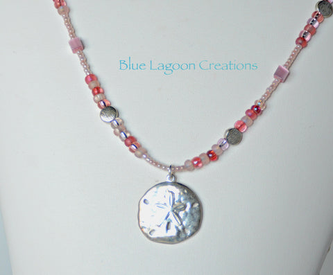 Pink Sand Dollar Pendant Necklace