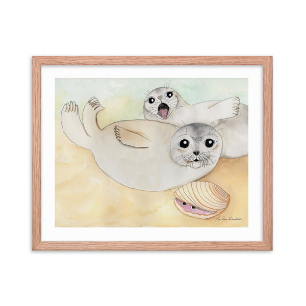 Seals on The Beach Framed poster