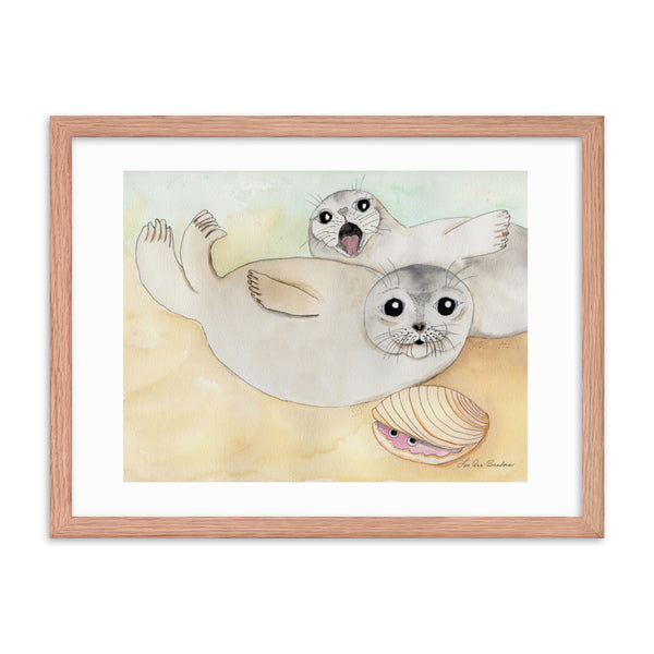 Seals on The Beach Framed poster