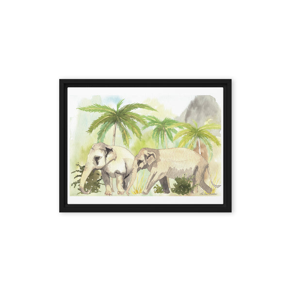 Thai Jungle Elephants Framed canvas