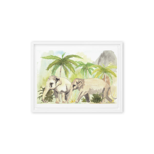 Thai Jungle Elephants Framed canvas