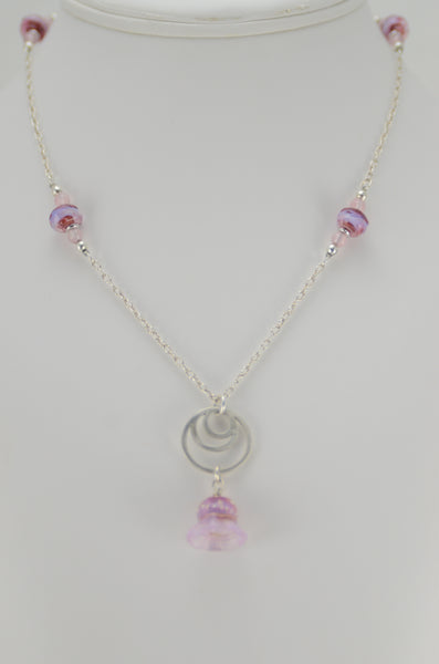 Rose Bell and Ring Necklace