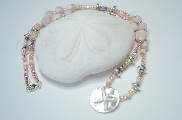 Pink Opal and Starfish Medallion Necklace