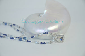 Silver Sea Bubbles Small Pendant with Blue Spinel CZ