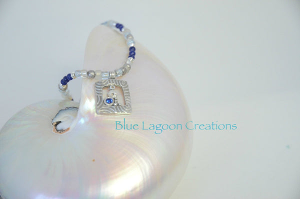 Silver Sea Bubbles Small Pendant with Blue Spinel CZ