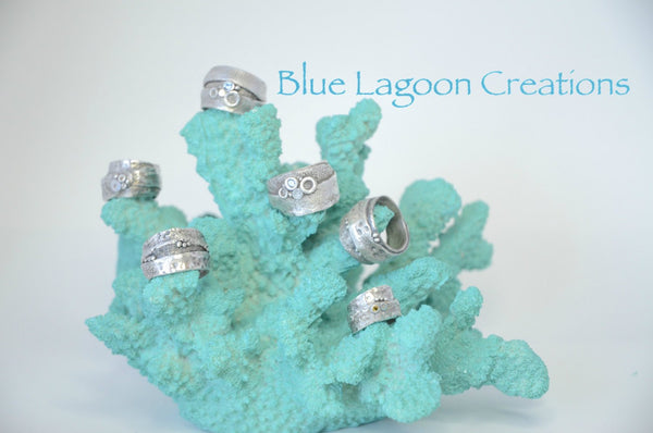 Sea Bubbles Ring with Blue CZ stone