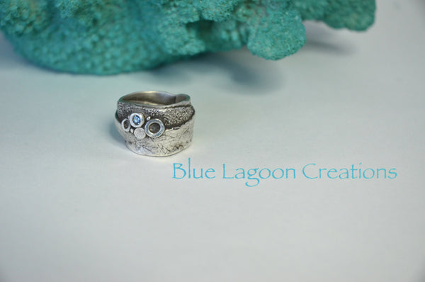 Sea Bubbles Ring with Blue CZ stone
