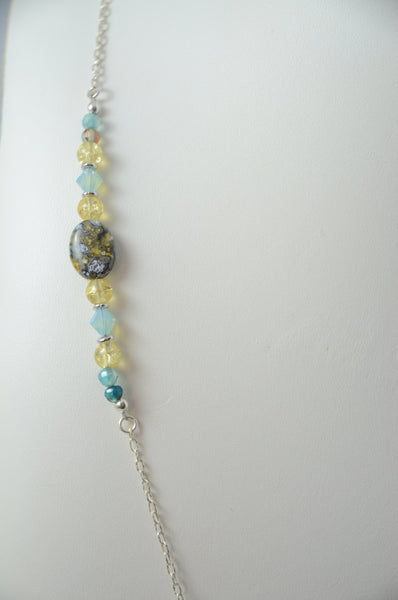 Yellow cz and Sterling Silver Pendant Necklace