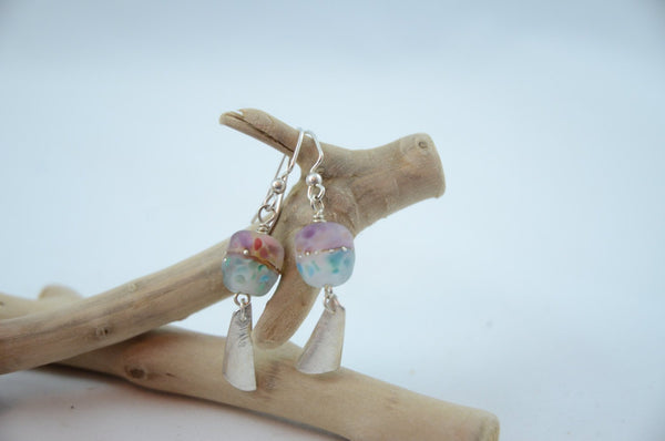 Paradise Lampwork Bead and Fine Silver Earrings