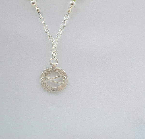 Silver Wave Pendant Necklace with Peridot and Agate