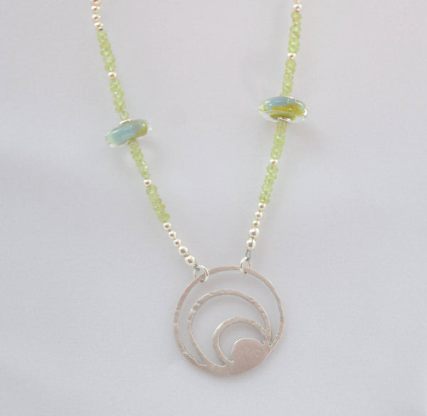 Peridot and Lampwork Necklace