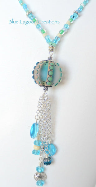 Lampwork Sea Urchin Beaded Necklace Pendant