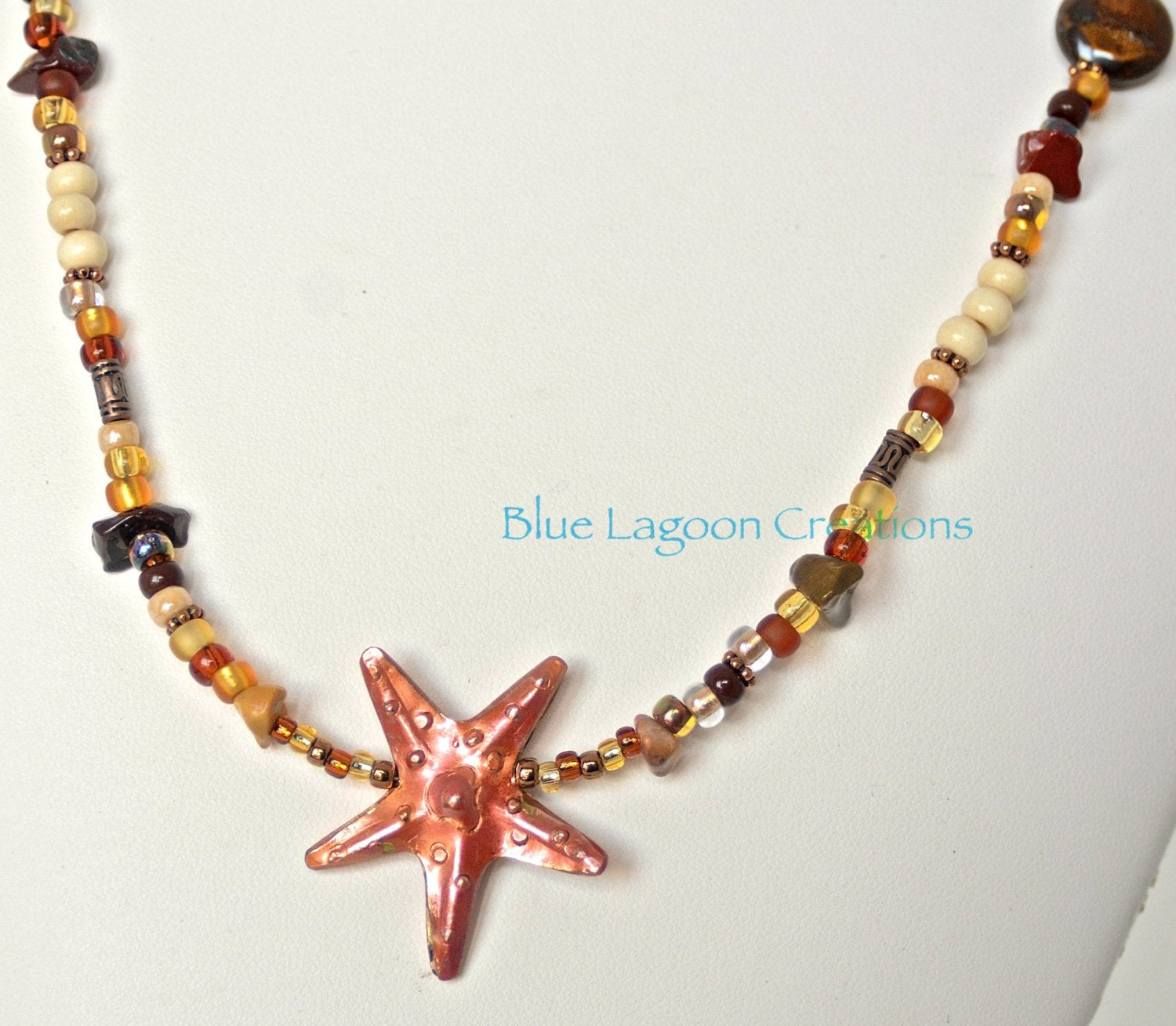 Brown and Copper Starfish Beaded Necklace
