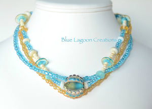 Blue Lagoon Creations Lampwork Multistrand Beaded Necklace