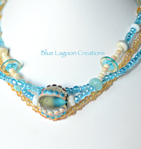 Blue Lagoon Creations Lampwork Multistrand Beaded Necklace