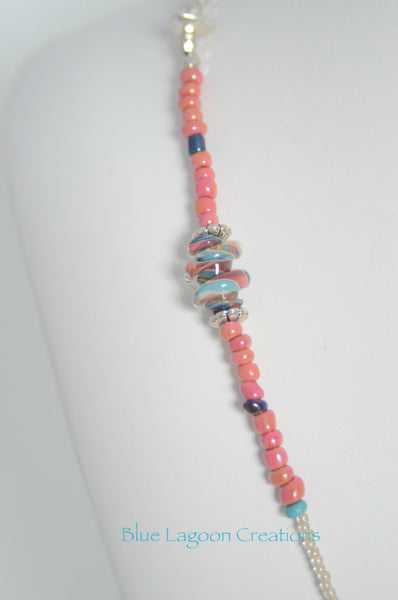 Pink and Blue Necklace with Lori Robbins beads