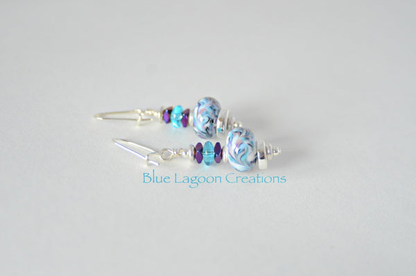 Purple and Turquoise Lamp work Earrings