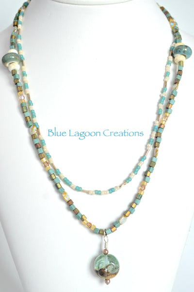 Two strand Bead and Lampwork Necklace