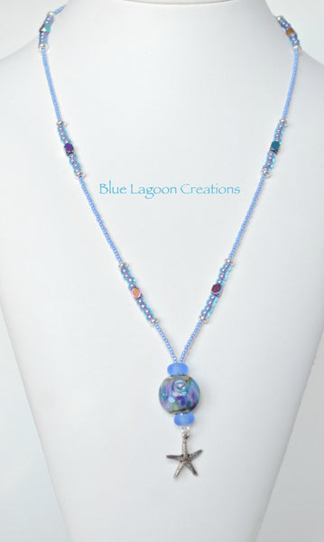 Purple Lampwork and Hematite Necklace