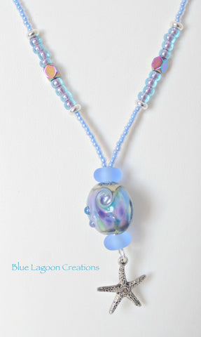 Purple Lampwork and Hematite Necklace