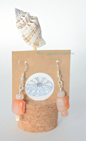 Peach Agate and Moonstone Earrings