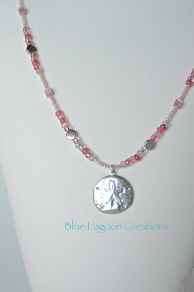 Pink Sand Dollar Pendant Necklace