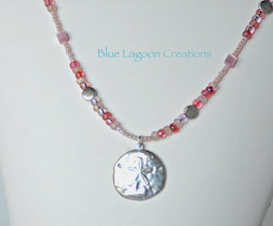 Pink Sand Dollar Pendant Necklace