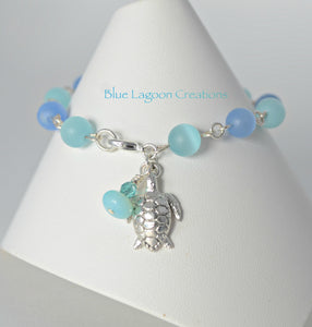 Blue Turtle Charm Bracelet