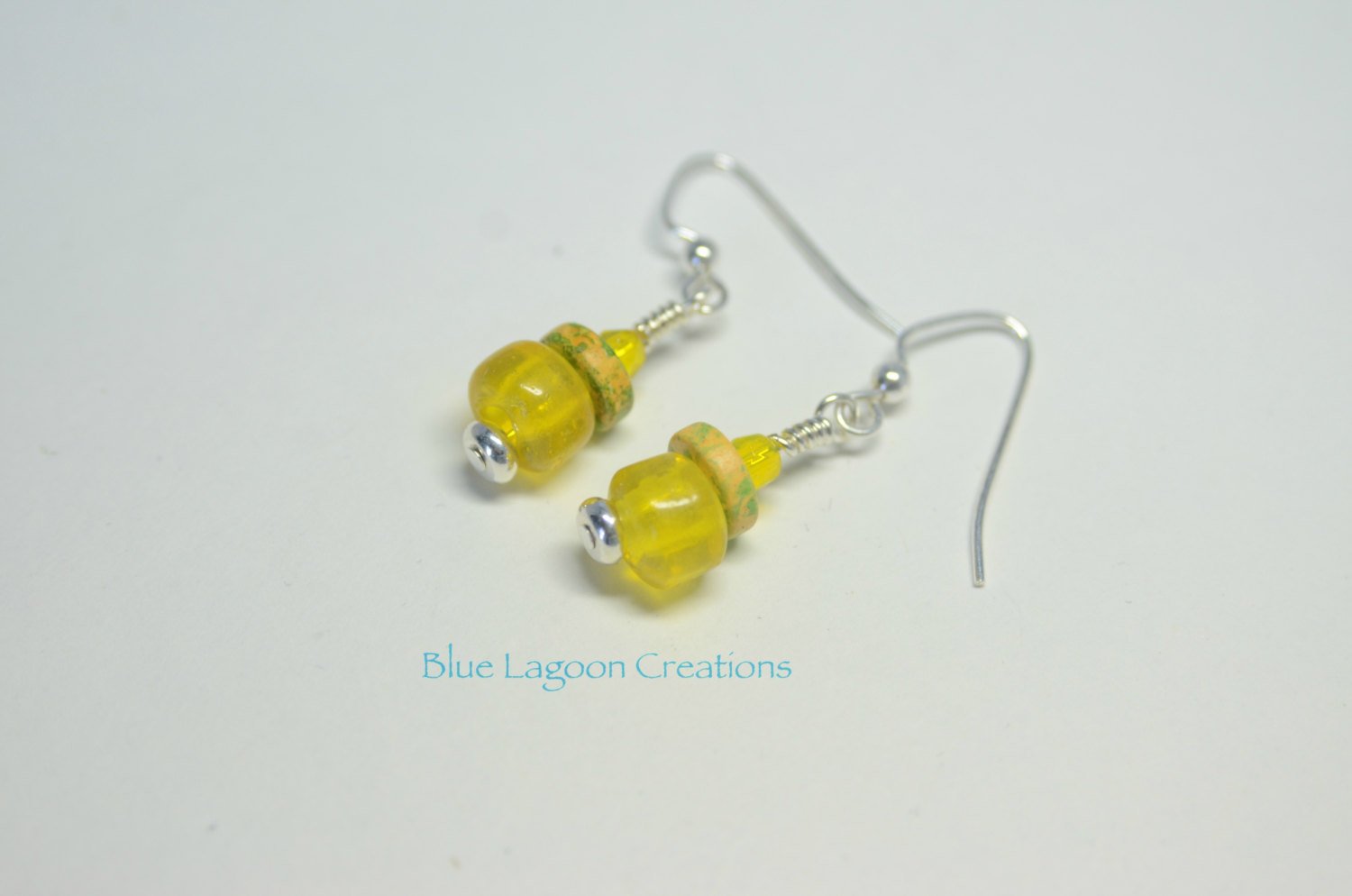 Bright Yellow Bead Earrings