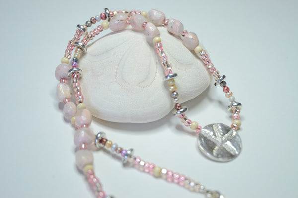 Pink Opal and Starfish Medallion Necklace