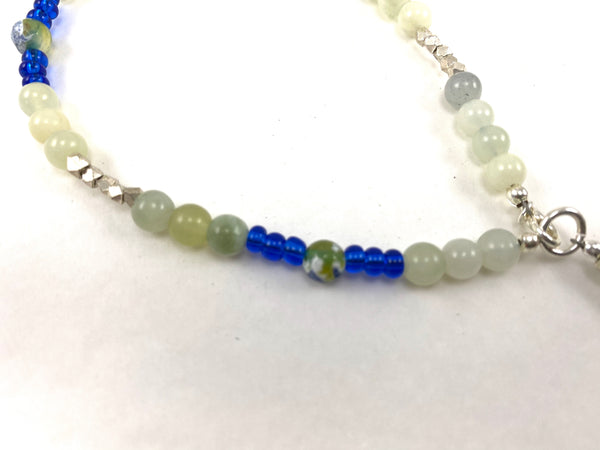 Jadeite and Agate Beaded Bracelet for men