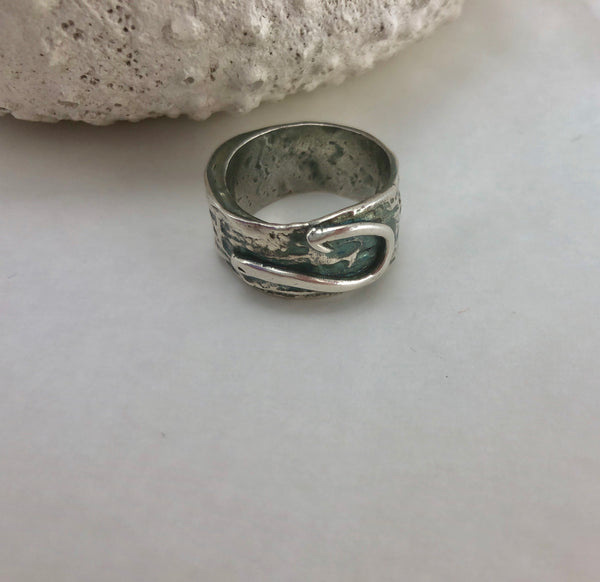 Silver Fishing Hook Ring