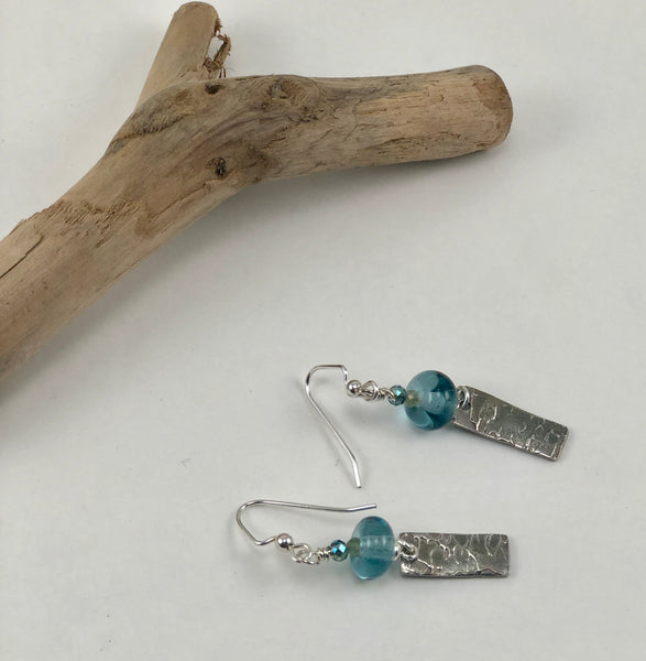 Blue Surf Glass Bead Earrings