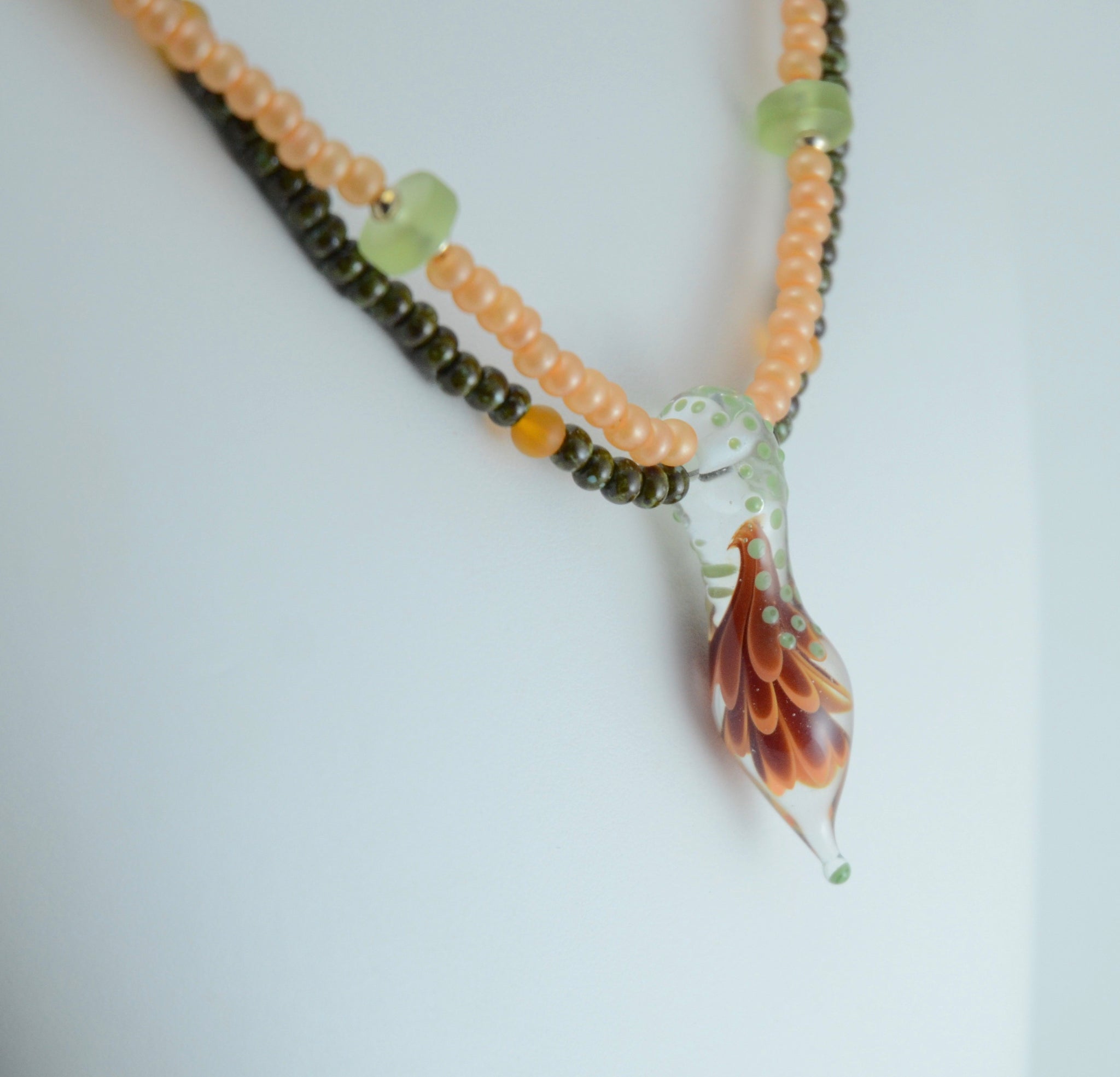 Orange & Green Anastasia Bead Necklace