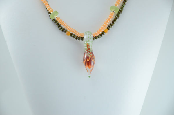 Orange & Green Anastasia Bead Necklace