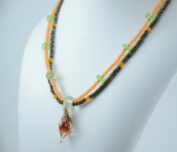 Orange & Green Anastasia Bead Necklace