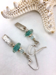 Teal Green & Sterling Pendant Earrings